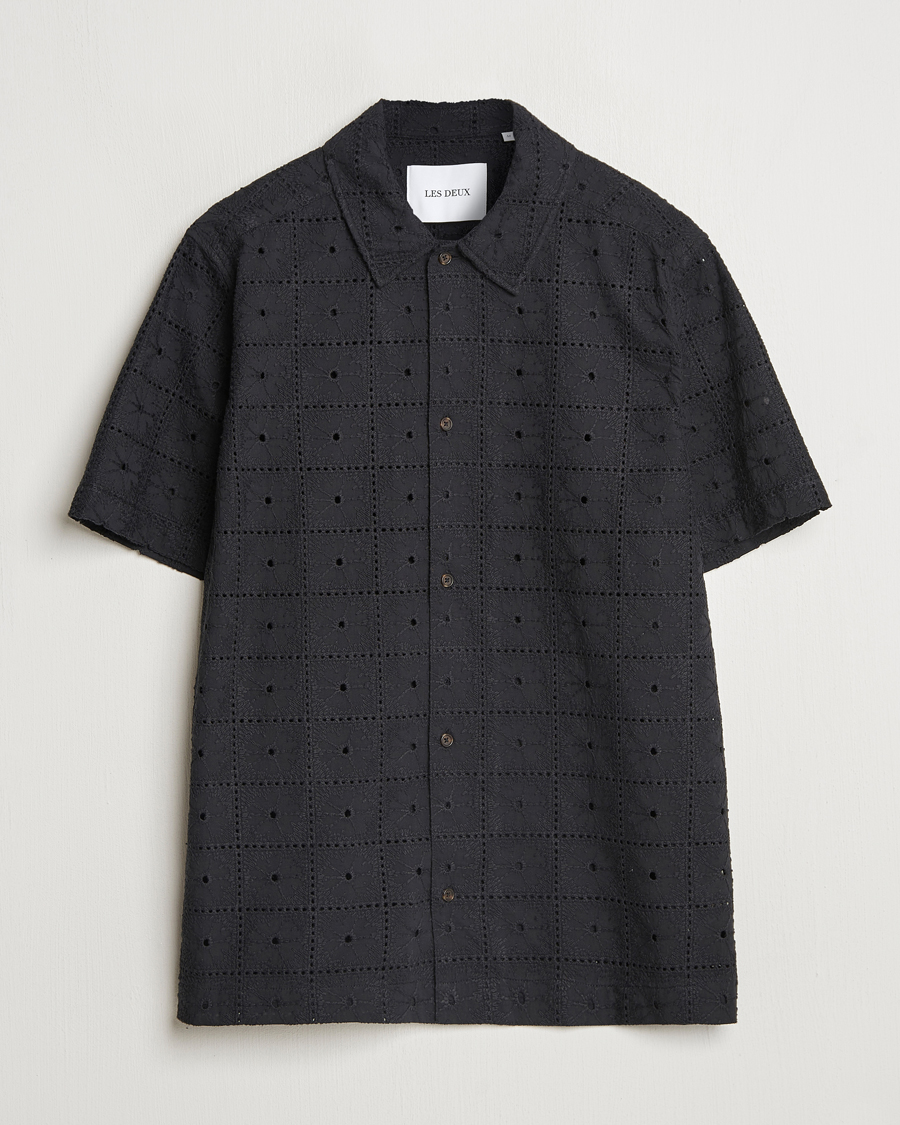 Mies | Kauluspaidat | LES DEUX | Hector Anglaise Short Sleeve Shirt Black