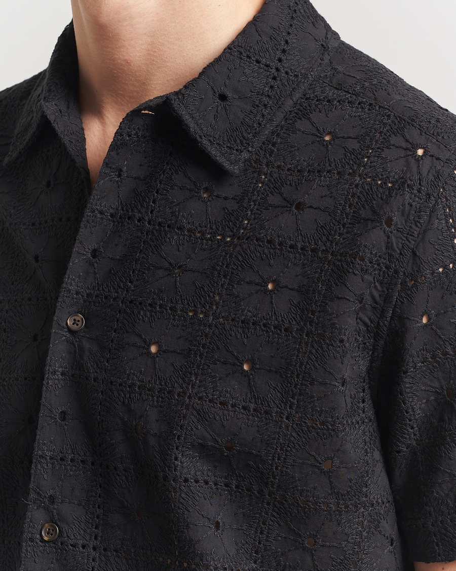 Mies | Kauluspaidat | LES DEUX | Hector Anglaise Short Sleeve Shirt Black