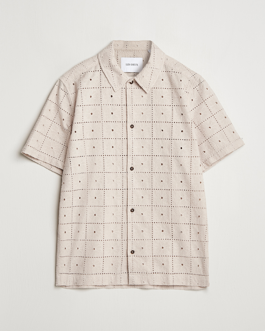 Mies | Kauluspaidat | LES DEUX | Hector Anglaise Short Sleeve Shirt Light Sand
