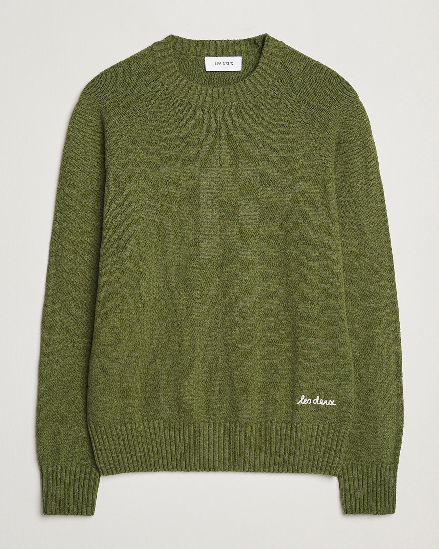 Mies | Puserot | LES DEUX | Brad Knitted Roundneck Chive Green