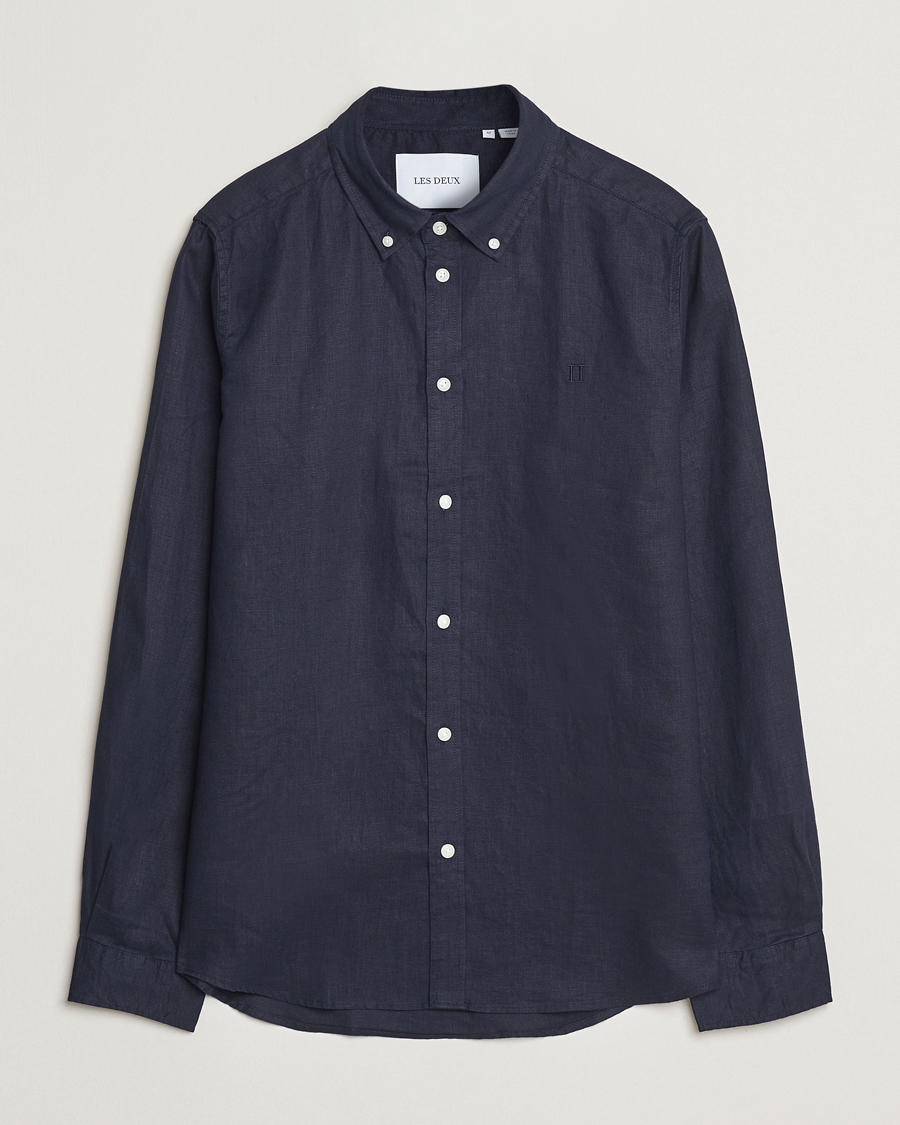 Mies | Kauluspaidat | LES DEUX | Kristian Linen Shirt Navy