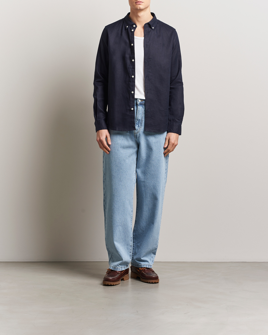 Mies | Kauluspaidat | LES DEUX | Kristian Linen Shirt Navy