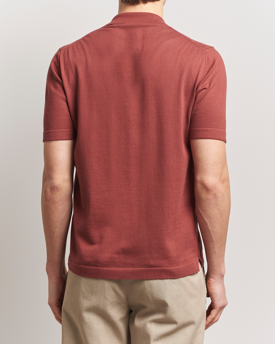 Mies | Kauluspaidat | Altea | Jacquard Knit Camp Shirt Burgundy
