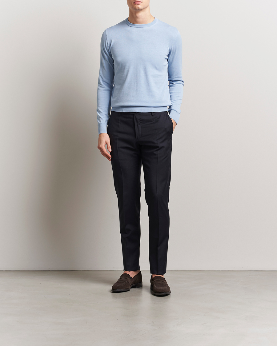 Mies | Puserot | Aspesi | Rib Cotton Crew Neck Light Blue