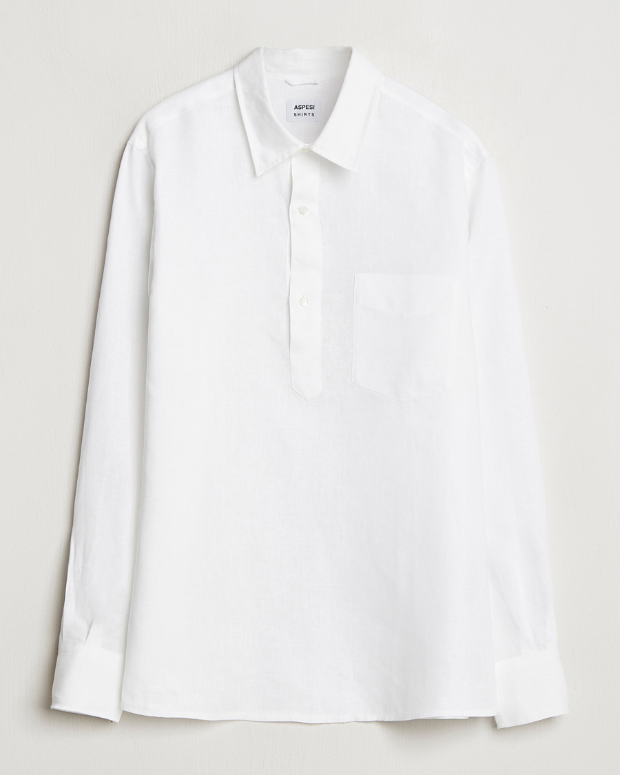 Mies | Kauluspaidat | Aspesi | Linen Popover Shirt White