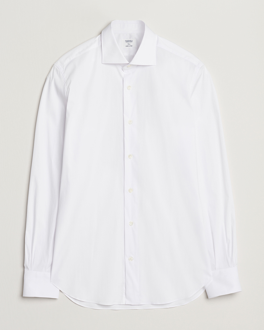 Mies | Kauluspaidat | Mazzarelli | Soft Cotton Cut Away Shirt White