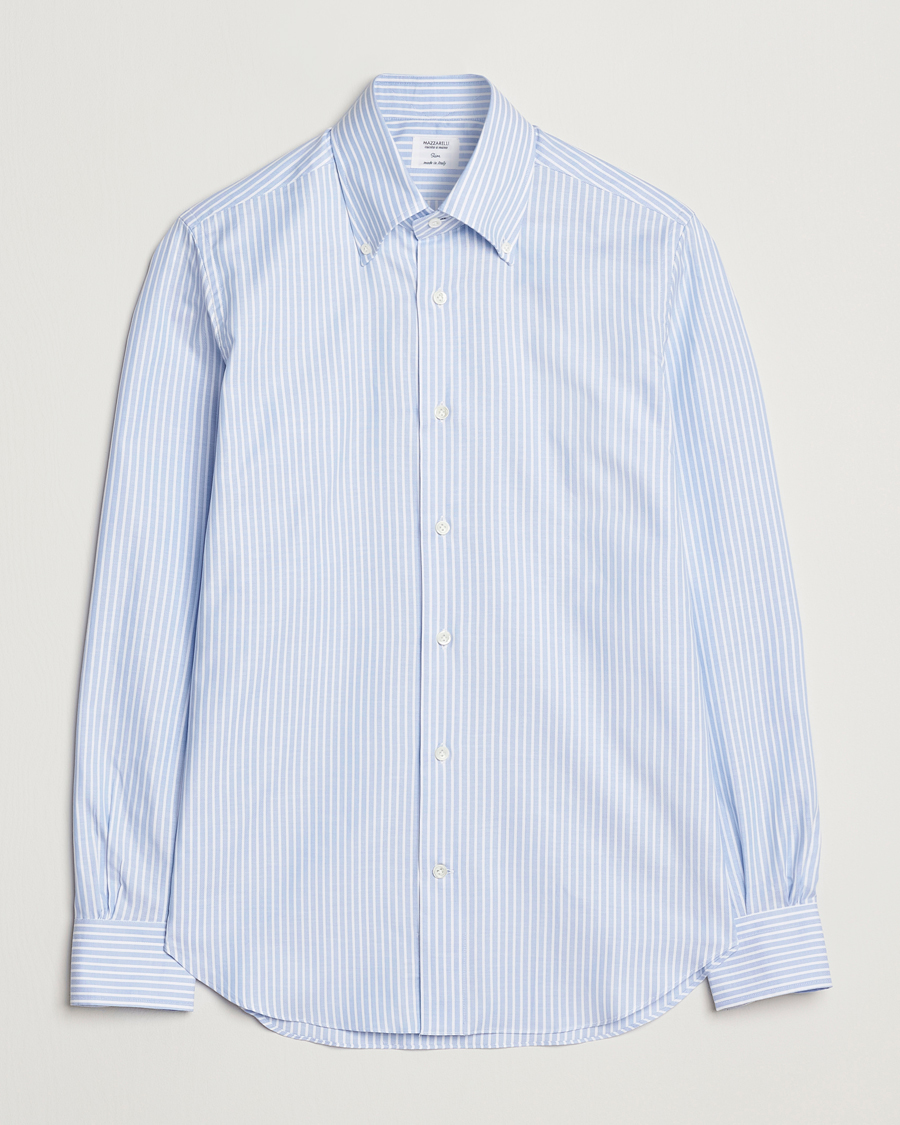 Mies | Kauluspaidat | Mazzarelli | Soft Oxford Button Down Shirt Light Blue Stripe