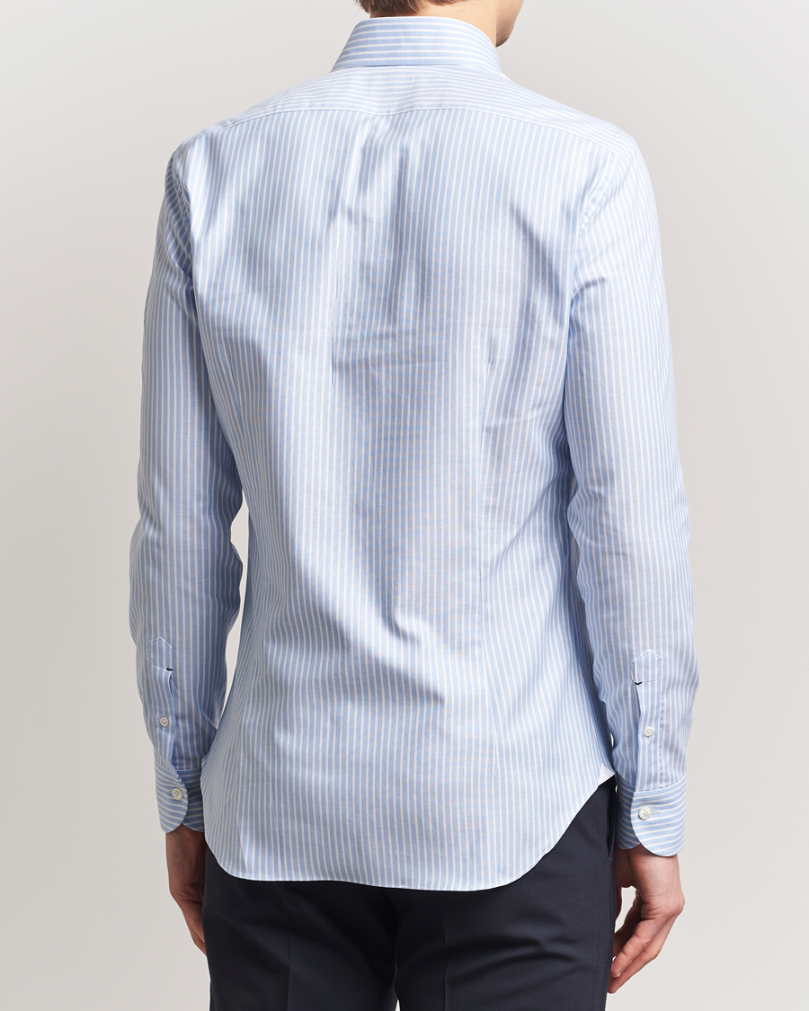 Mies | Kauluspaidat | Mazzarelli | Soft Oxford Button Down Shirt Light Blue Stripe