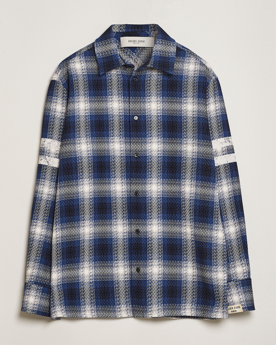 Mies | Kauluspaidat | Golden Goose | Heavy Check Overshirt Ice/Indigo