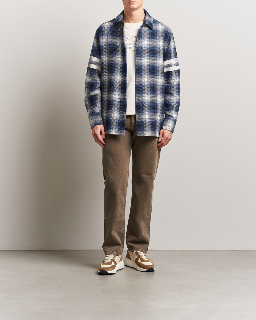 Mies | Kauluspaidat | Golden Goose | Heavy Check Overshirt Ice/Indigo