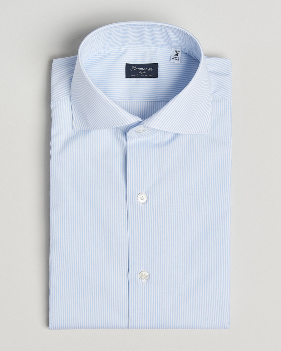 Mies | Kauluspaidat | Finamore Napoli | Milano Slim Zephyr Stripe Shirt Light Blue