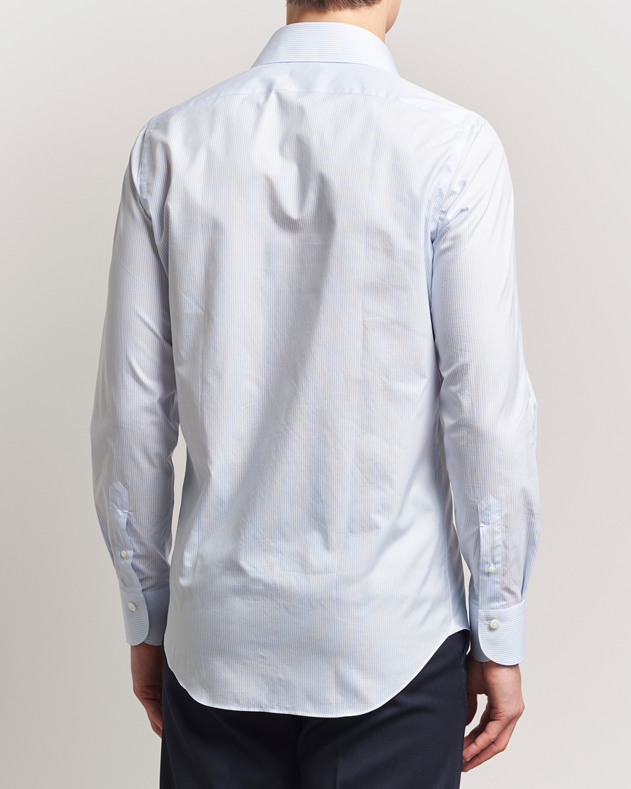 Mies | Kauluspaidat | Finamore Napoli | Milano Slim Zephyr Stripe Shirt Light Blue