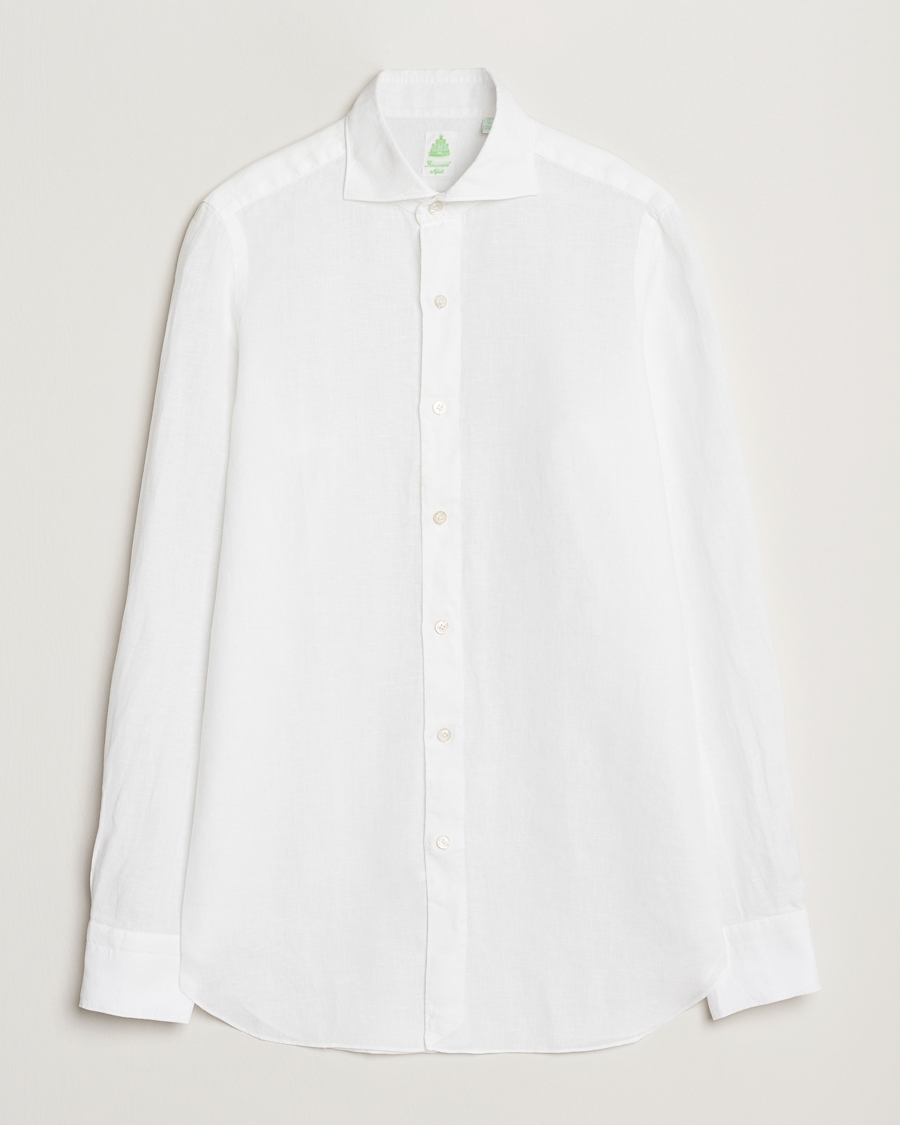 Mies | Kauluspaidat | Finamore Napoli | Gaeta Linen Shirt White