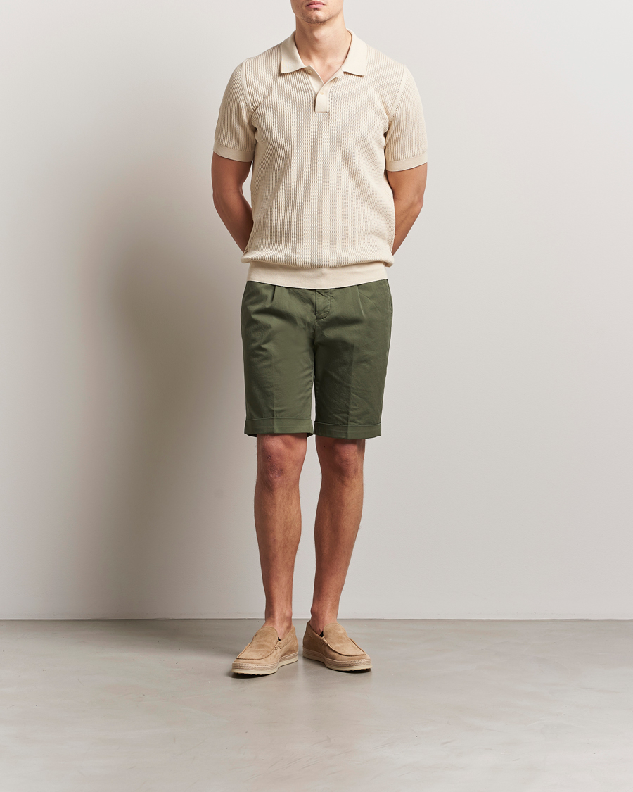 Mies | Shortsit | Briglia 1949 | Pleated Cotton Shorts Olive