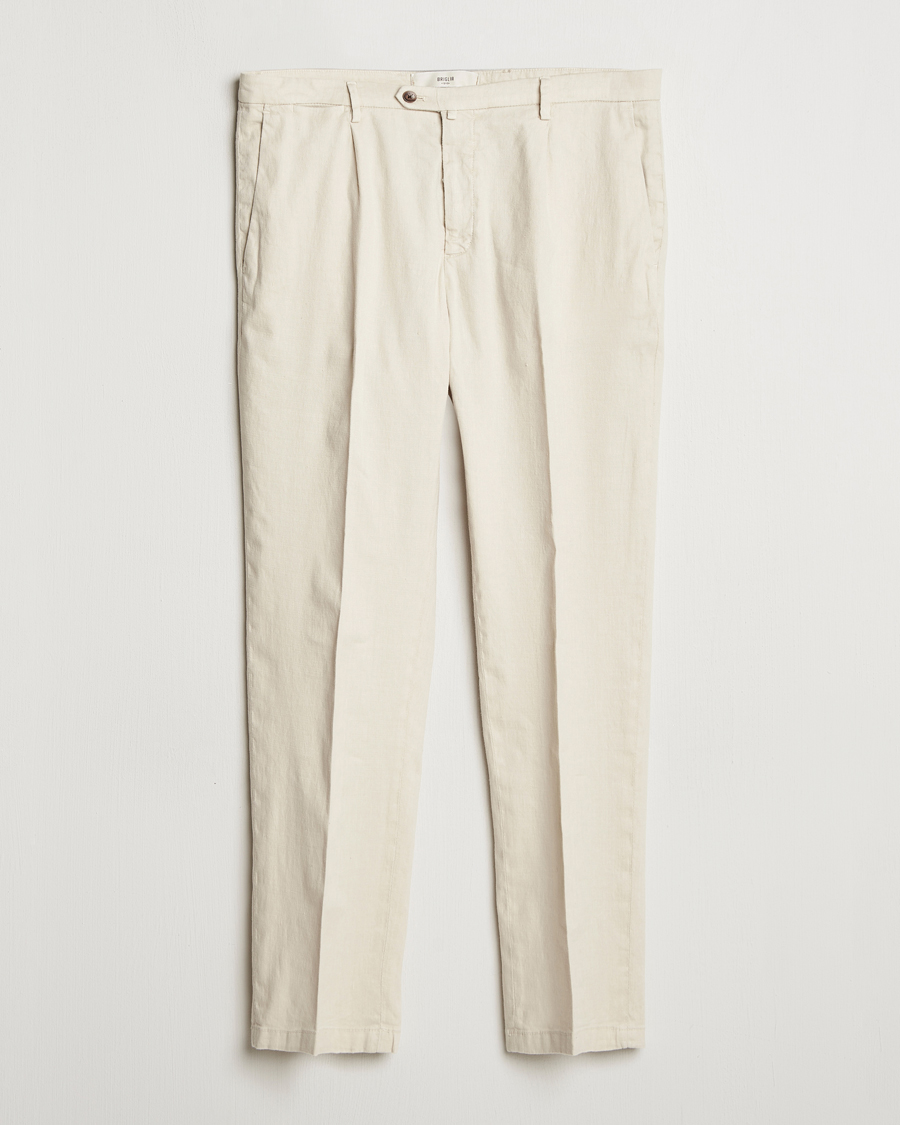 Mies | Housut | Briglia 1949 | Pleated Linen Trousers Cream