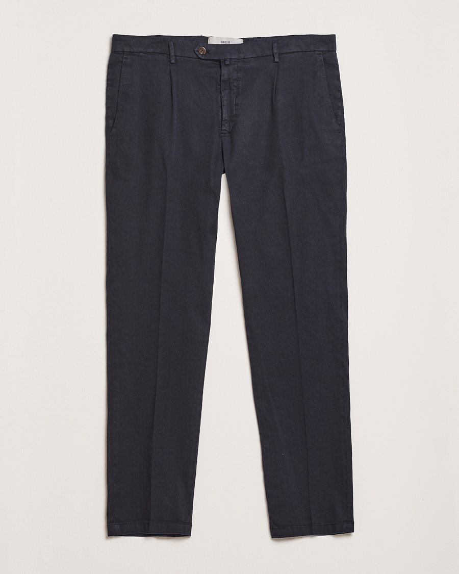 Mies | Housut | Briglia 1949 | Pleated Linen Trousers Navy