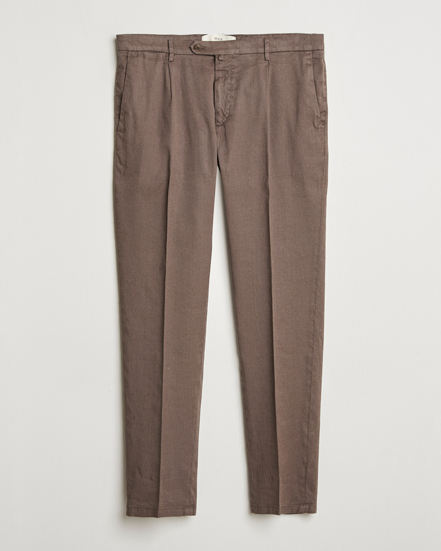 Mies | Housut | Briglia 1949 | Pleated Linen Trousers Brown