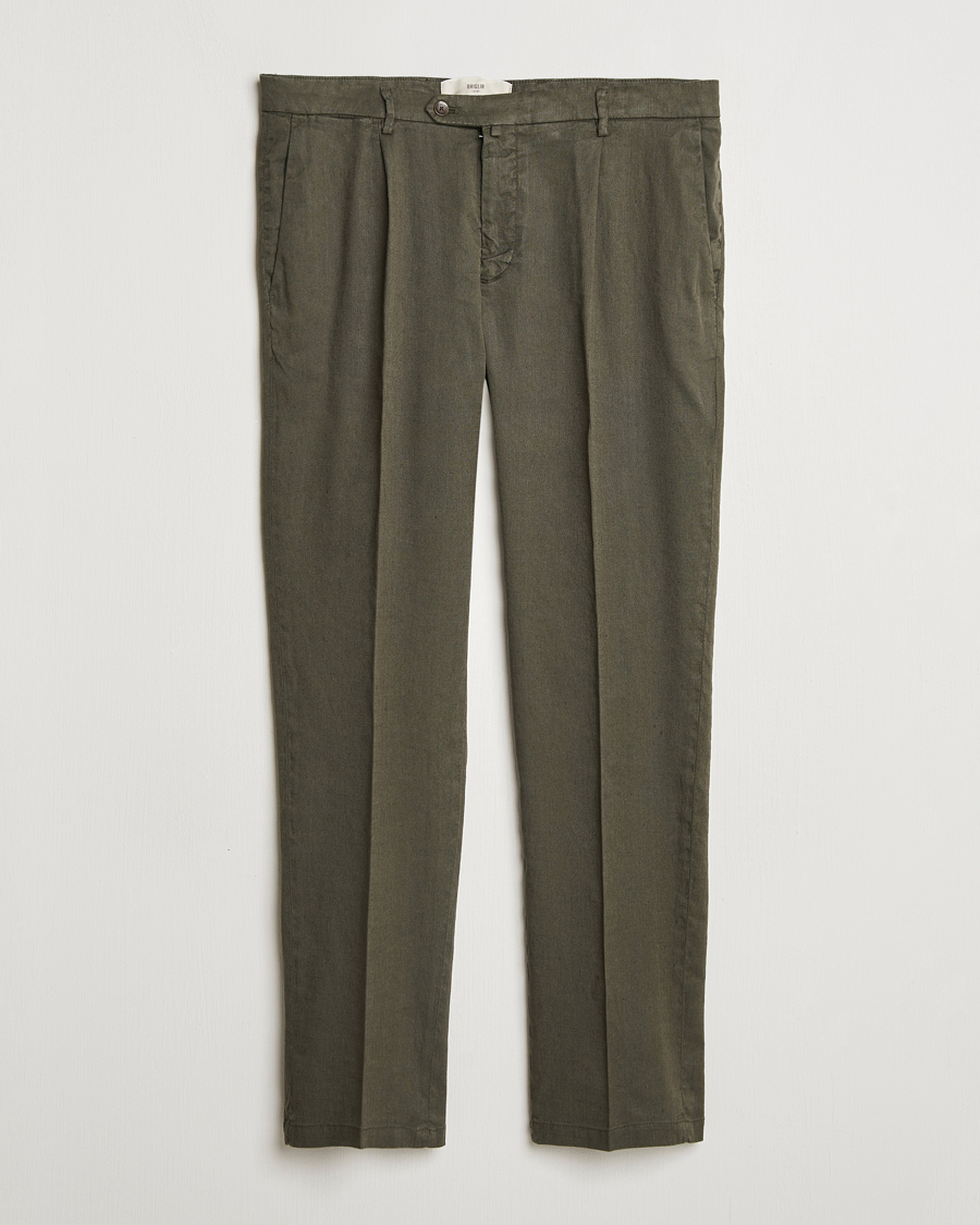 Mies | Housut | Briglia 1949 | Pleated Linen Trousers Olive