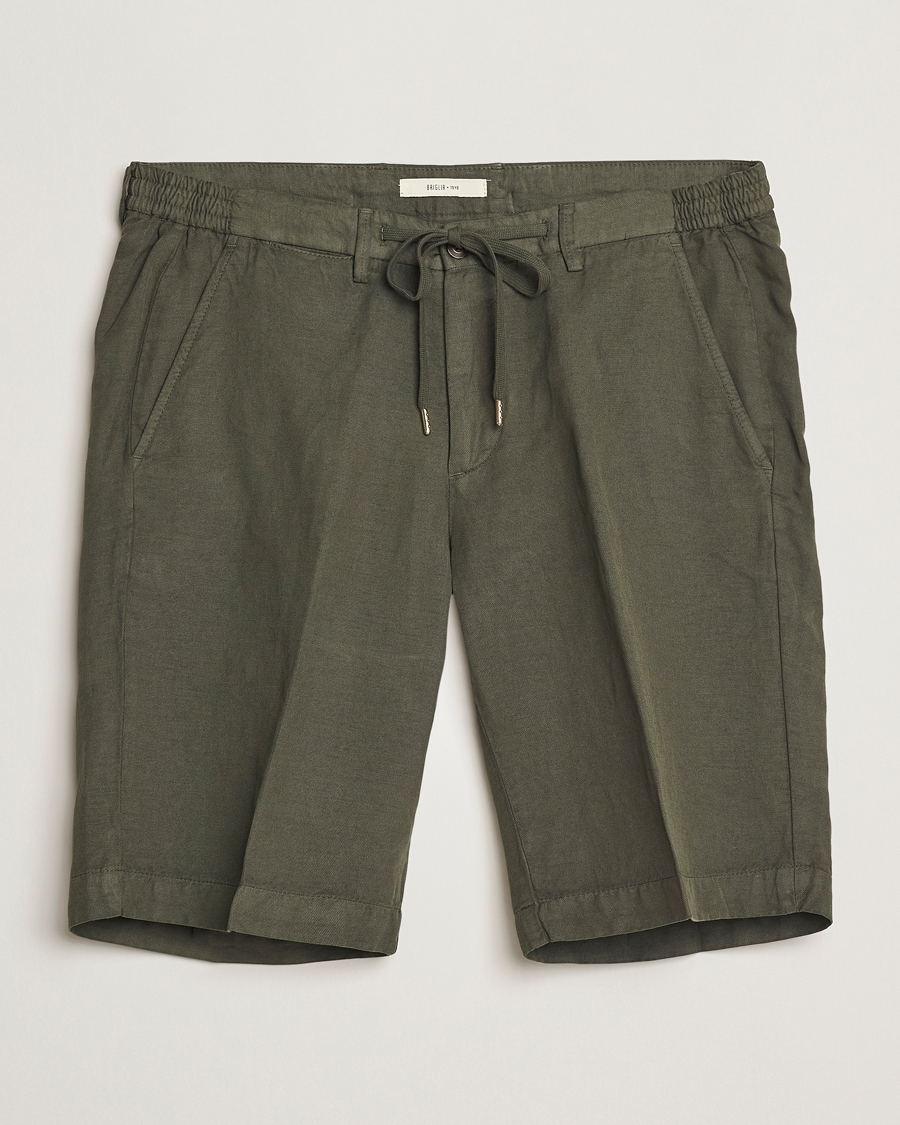 Mies | Shortsit | Briglia 1949 | Linen/Cotton Drawstring Shorts Olive