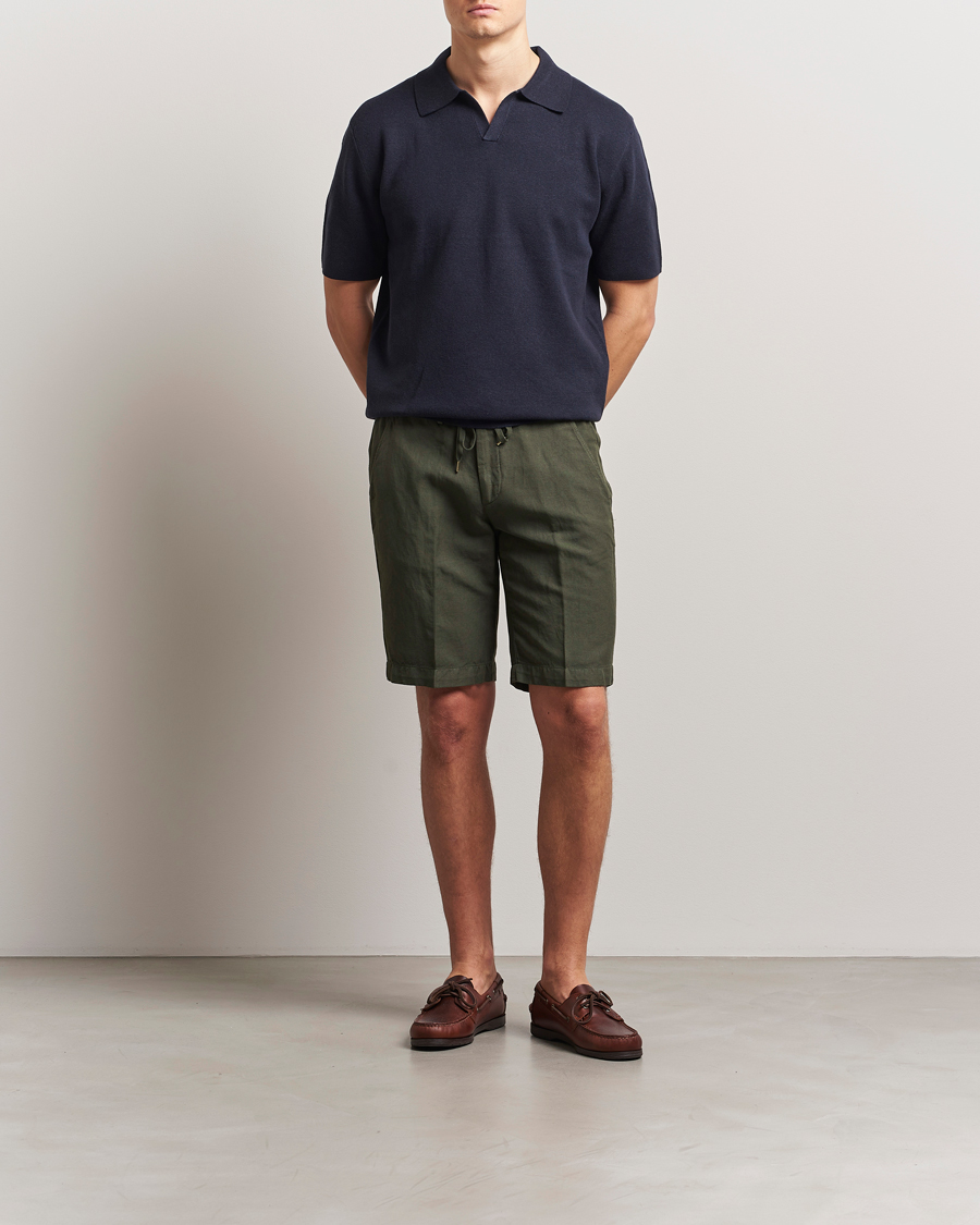 Mies | Shortsit | Briglia 1949 | Linen/Cotton Drawstring Shorts Olive