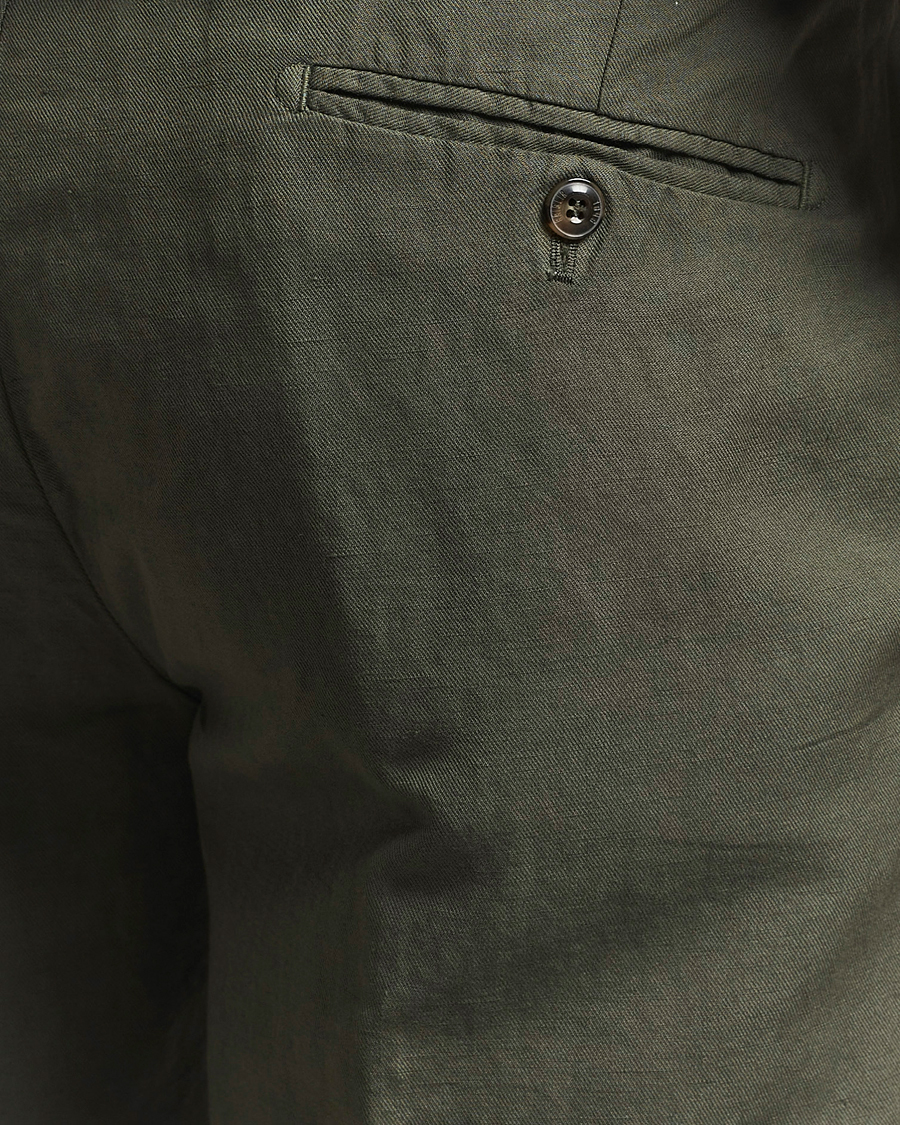 Mies | Shortsit | Briglia 1949 | Linen/Cotton Drawstring Shorts Olive