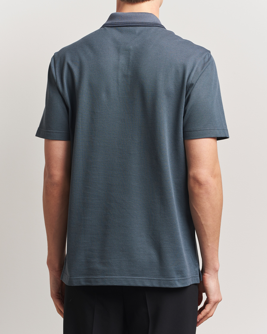 Mies | Pikeet | Brioni | Short Sleeve Cotton Piquet Polo Green