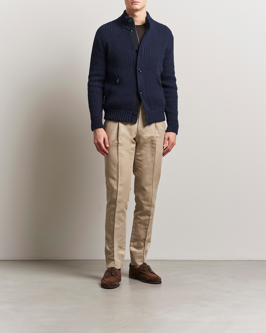 Mies | Housut | Brioni | Cotton/Linen Pleated Trousers Beige