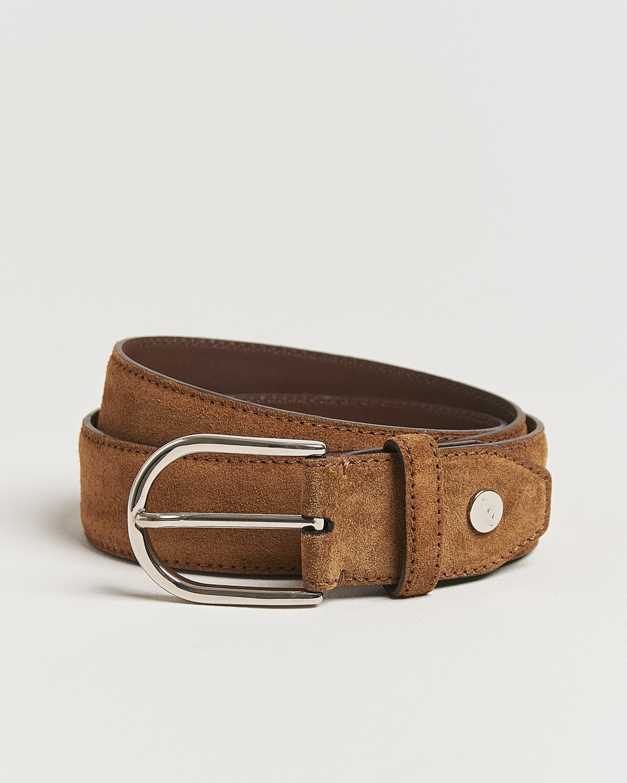 Mies | Brioni Rounded Buckle Belt  Brown Suede | Brioni | Rounded Buckle Belt  Brown Suede
