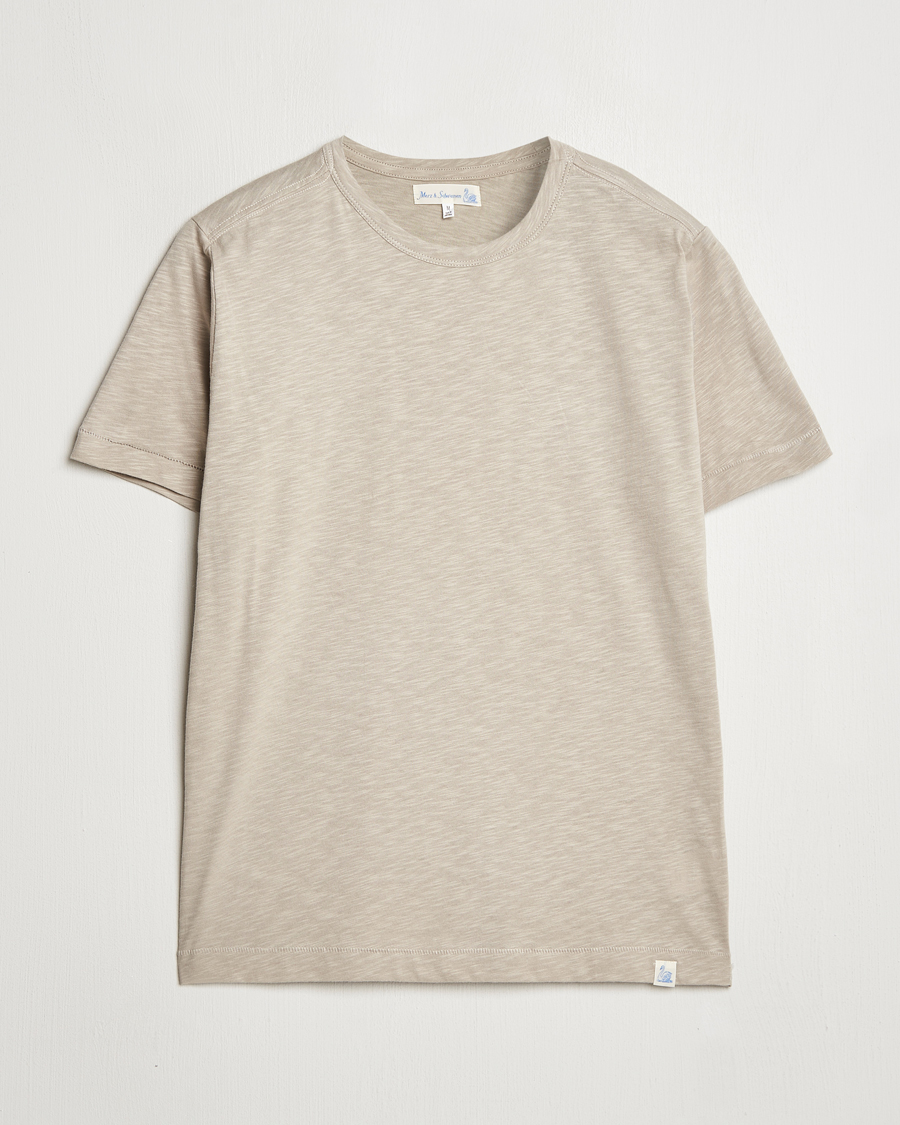 Mies | T-paidat | Merz b. Schwanen | Organic Pima Cotton Slub Crew Neck T-Shirt Greige