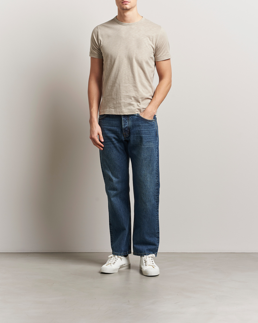 Mies | T-paidat | Merz b. Schwanen | Organic Pima Cotton Slub Crew Neck T-Shirt Greige