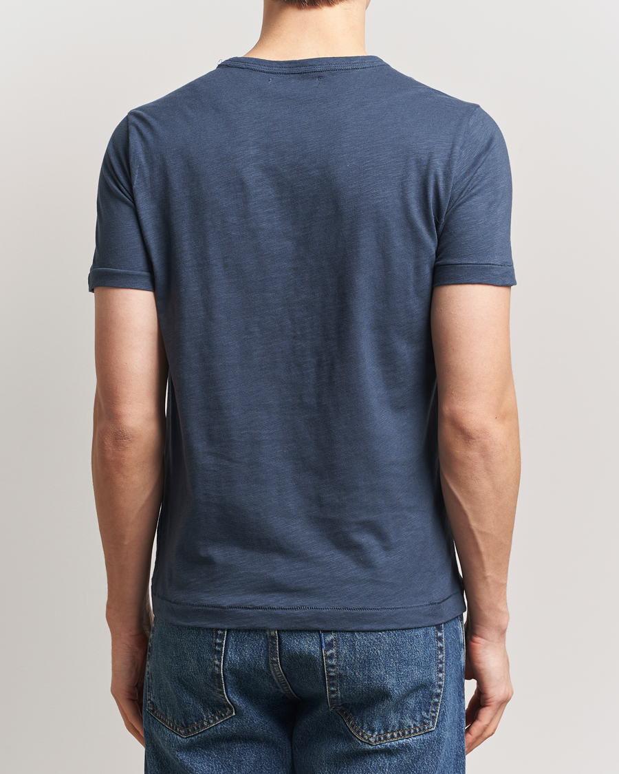 Mies | T-paidat | Merz b. Schwanen | Organic Pima Cotton Slub Crew Neck T-Shirt Denim Blue