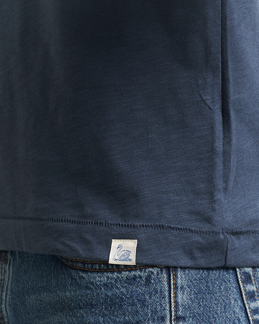 Mies | T-paidat | Merz b. Schwanen | Organic Pima Cotton Slub Crew Neck T-Shirt Denim Blue