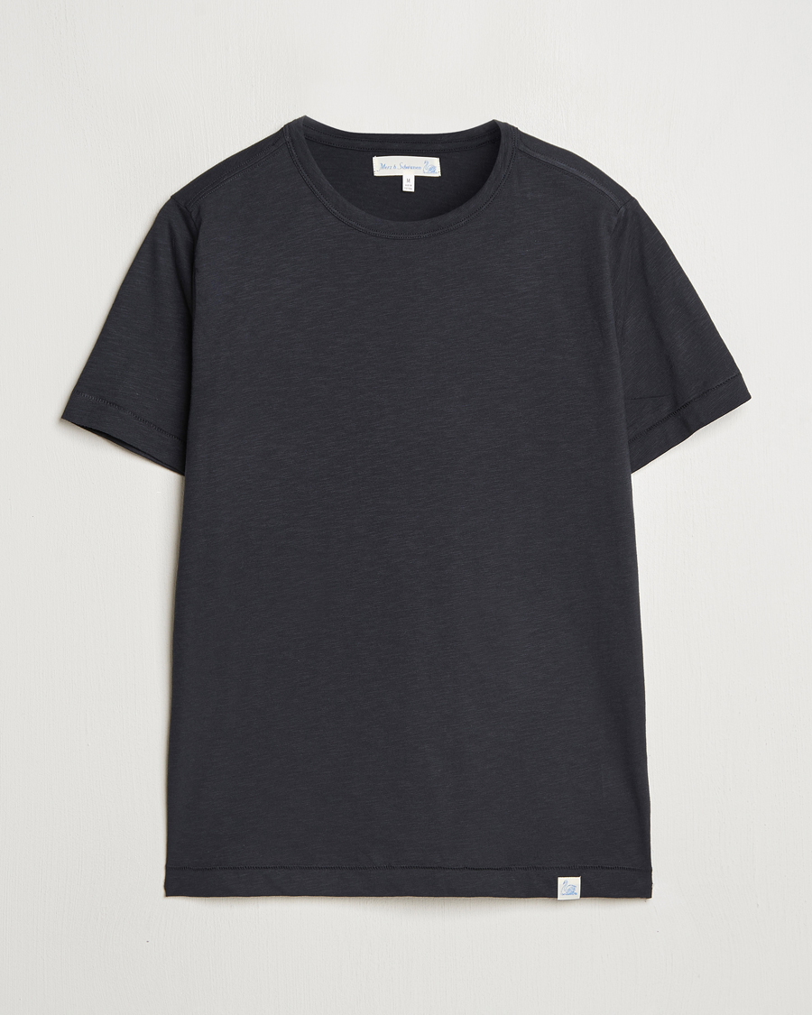 Mies | T-paidat | Merz b. Schwanen | Organic Pima Cotton Slub Crew Neck T-Shirt Black