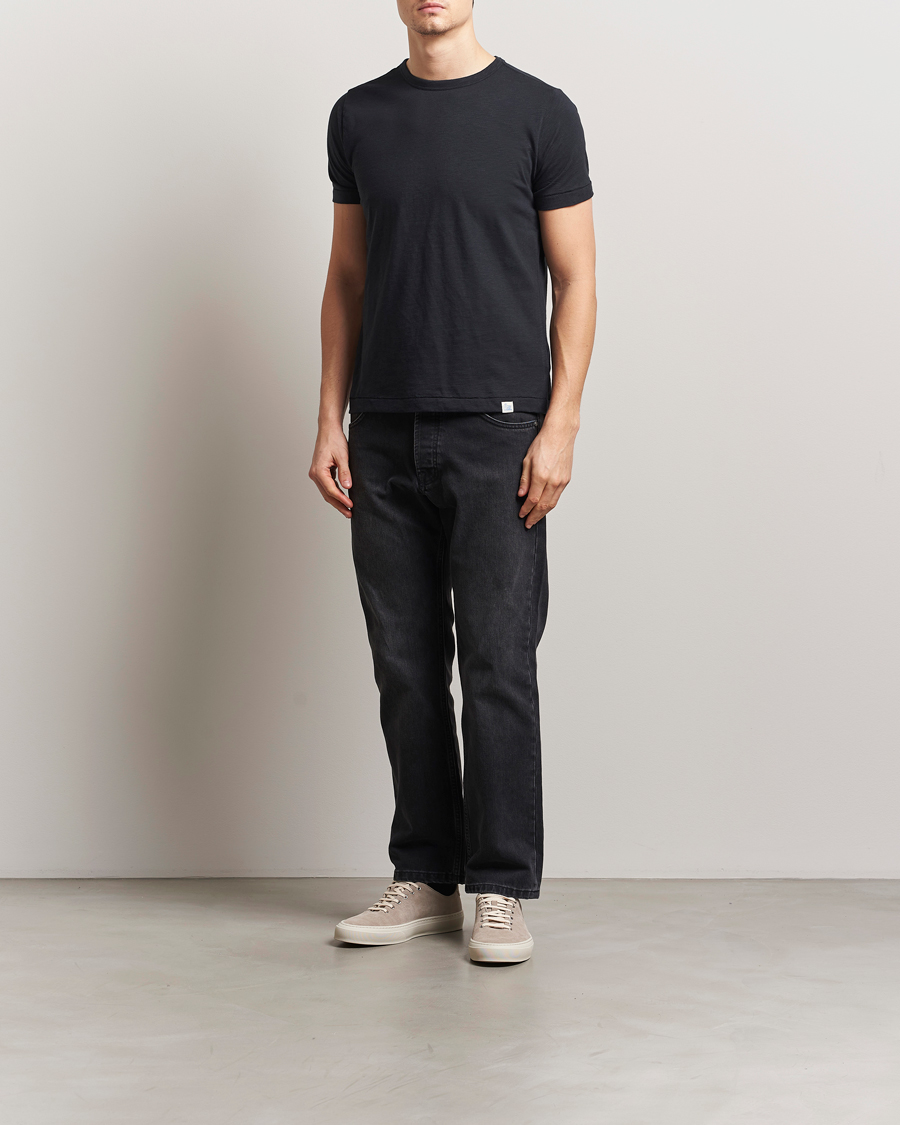 Mies | T-paidat | Merz b. Schwanen | Organic Pima Cotton Slub Crew Neck T-Shirt Black