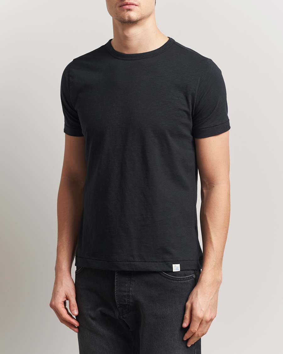 Mies | T-paidat | Merz b. Schwanen | Organic Pima Cotton Slub Crew Neck T-Shirt Black