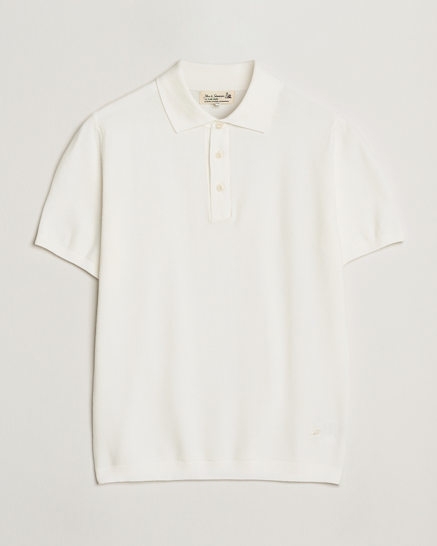 Mies | Pikeet | Merz b. Schwanen | Relaxed Fit Knitted Polo White