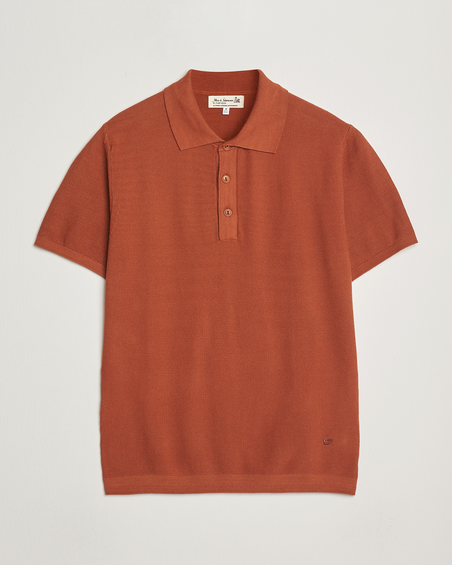 Mies | Pikeet | Merz b. Schwanen | Relaxed Fit Knitted Polo Caramel