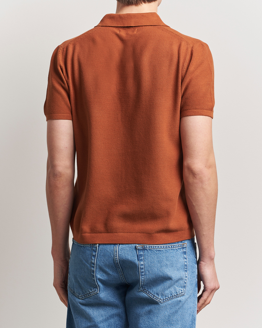 Mies | Pikeet | Merz b. Schwanen | Relaxed Fit Knitted Polo Caramel