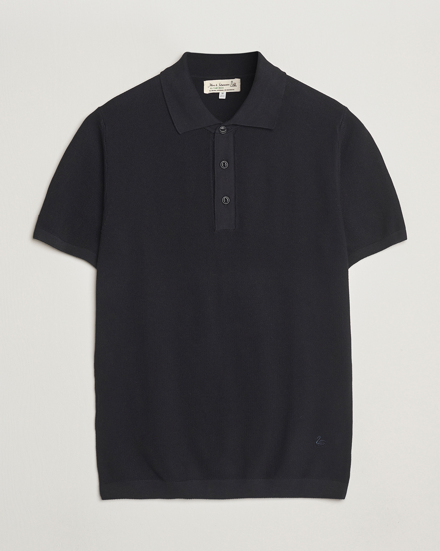 Mies | Pikeet | Merz b. Schwanen | Relaxed Fit Knitted Polo Black