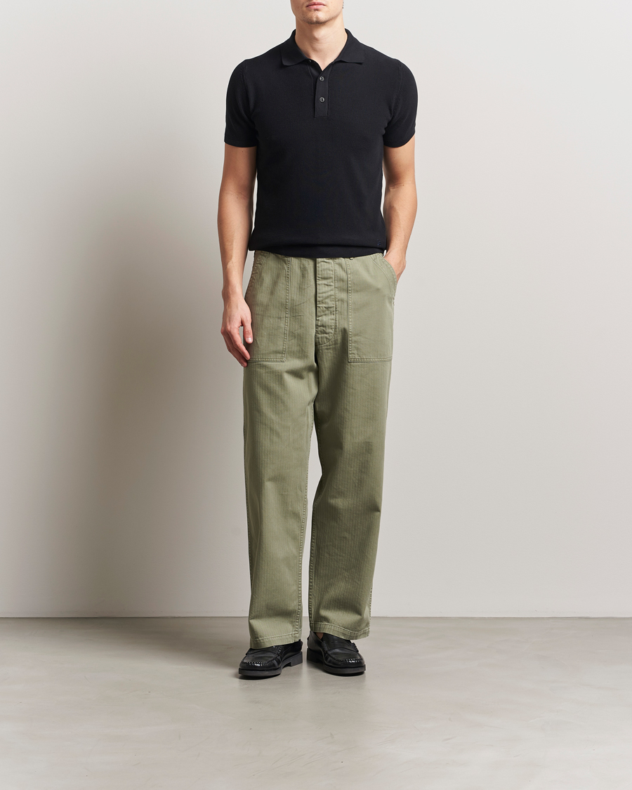Mies | Pikeet | Merz b. Schwanen | Relaxed Fit Knitted Polo Black