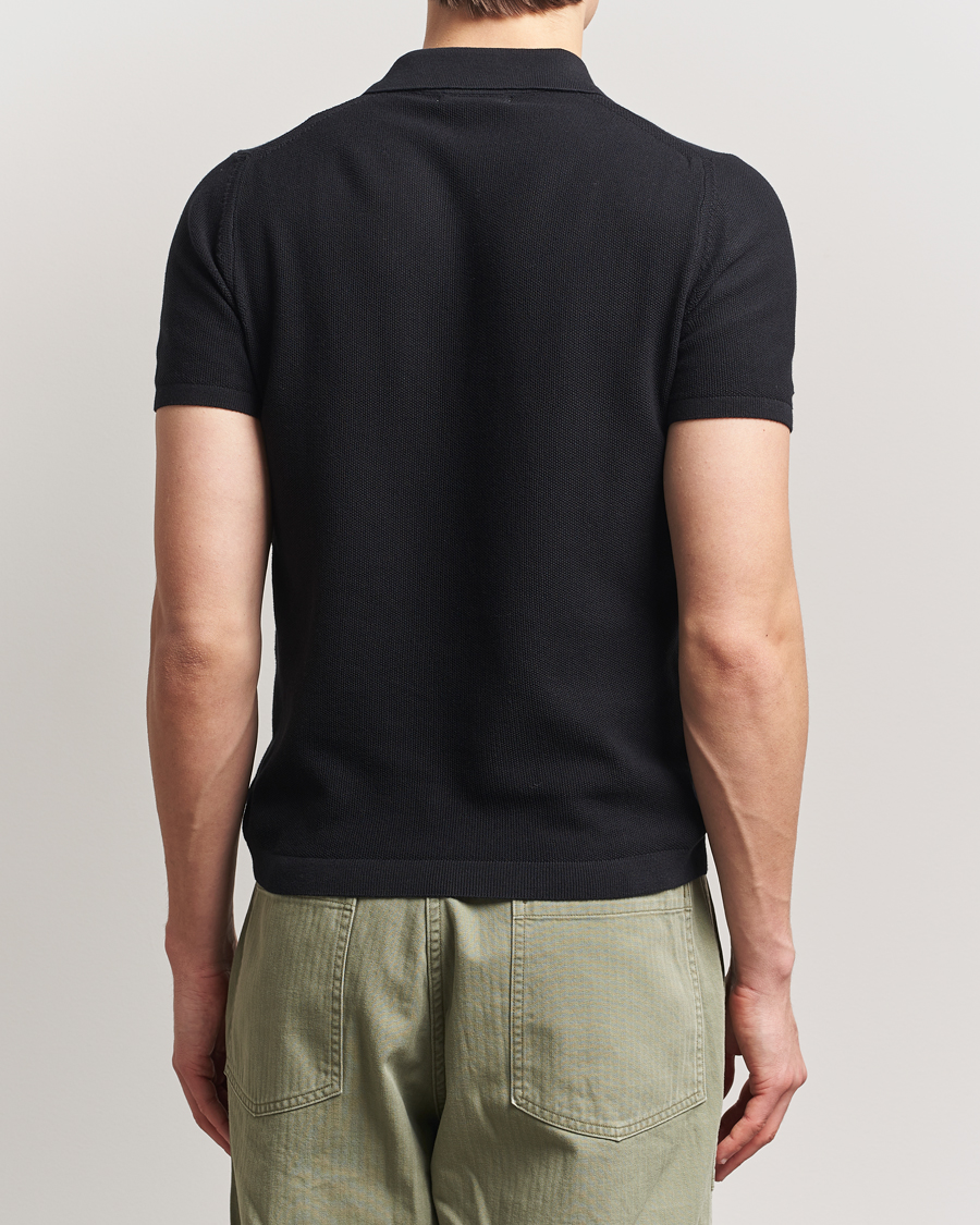 Mies | Pikeet | Merz b. Schwanen | Relaxed Fit Knitted Polo Black