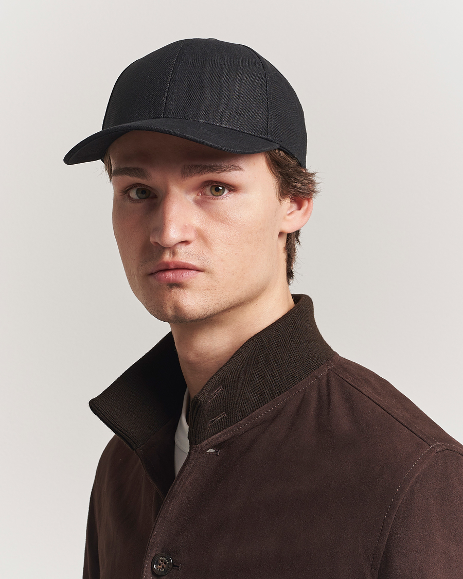 Mies | Päähineet | Varsity Headwear | Linen Baseball Cap Licorice Black