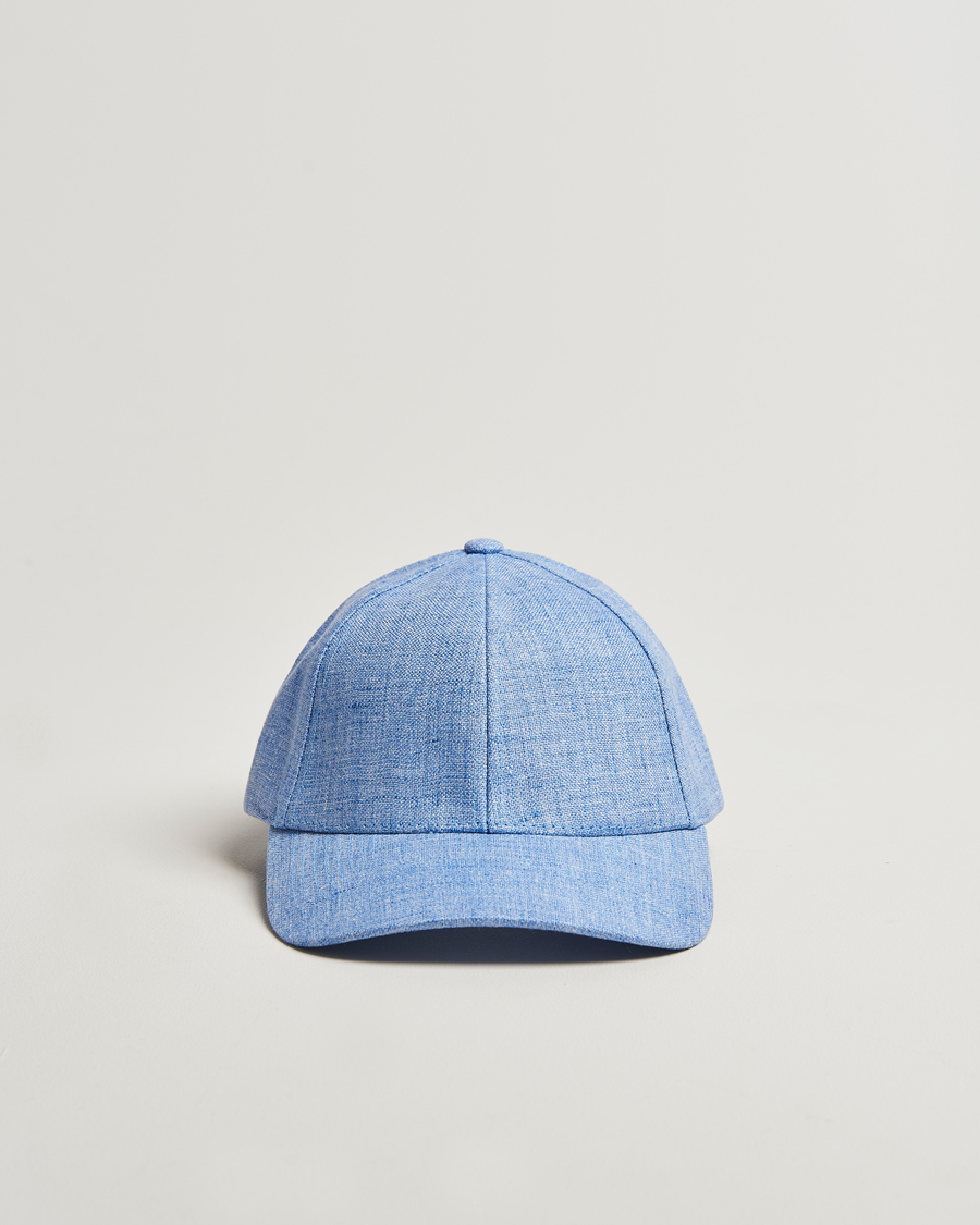 Mies | Päähineet | Varsity Headwear | Linen Baseball Cap Azure Blue