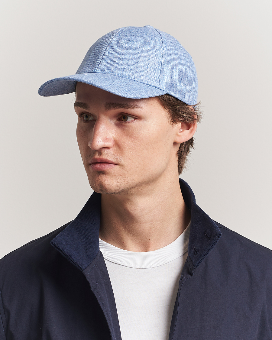 Mies | Päähineet | Varsity Headwear | Linen Baseball Cap Azure Blue