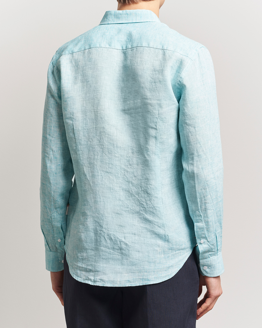 Mies | Kauluspaidat | Orlebar Brown | Giles Long Sleeve Linen Shirt Aqua Blue/White