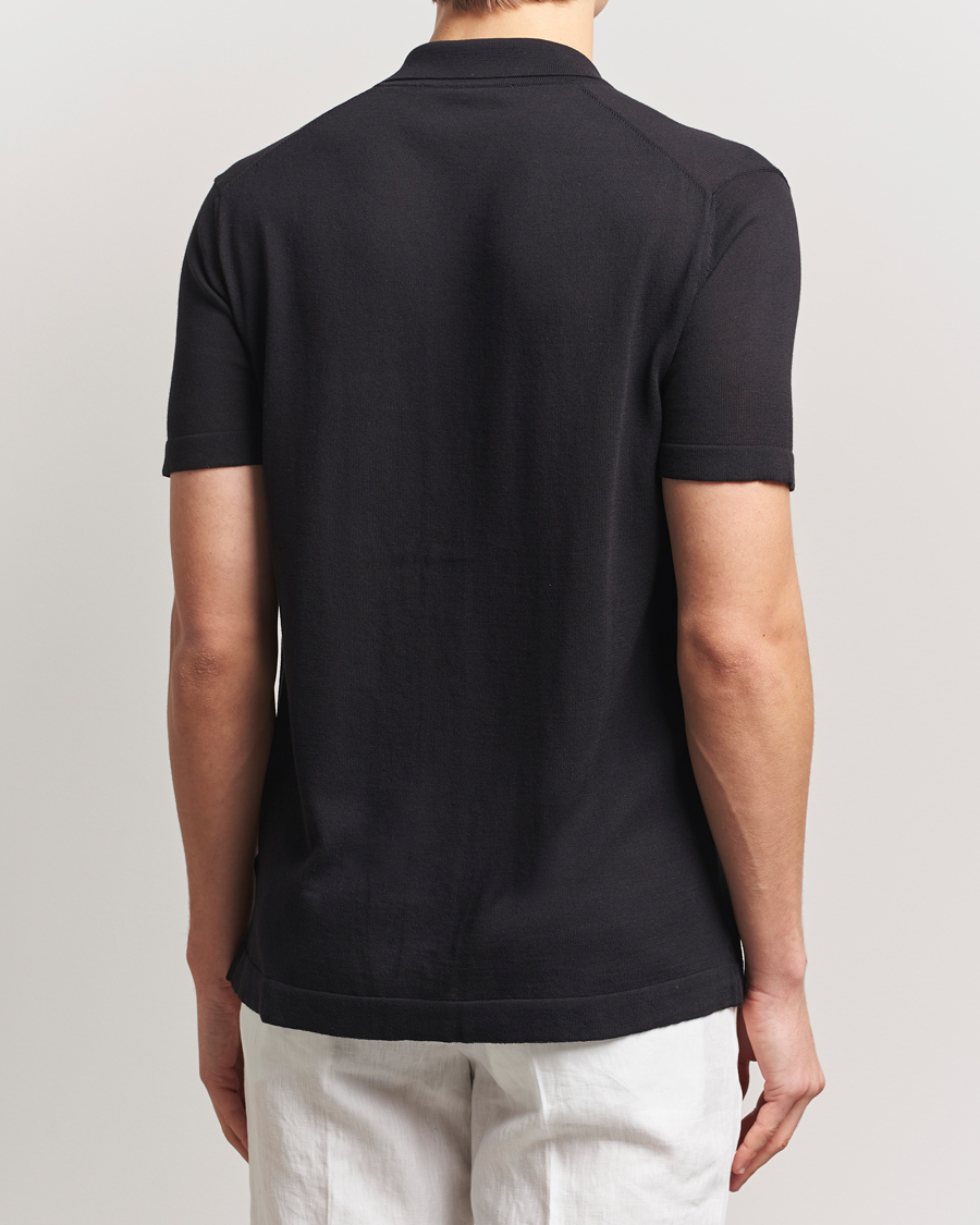 Mies | Kauluspaidat | Orlebar Brown | Keeling Silk/Cotton Knitted Shirt Black/White Sand