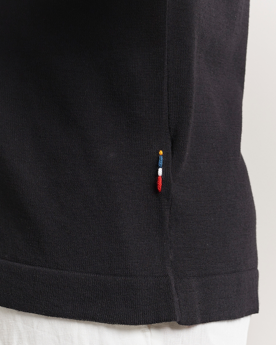 Mies | Kauluspaidat | Orlebar Brown | Keeling Silk/Cotton Knitted Shirt Black/White Sand