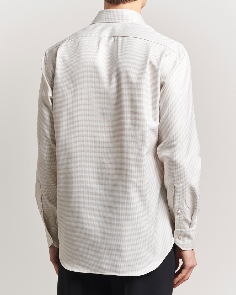 Mies | Kauluspaidat | Stenströms | Fitted Body Small Houndstooth Shirt Beige