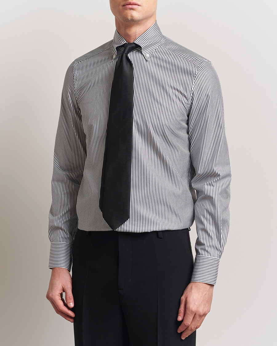 Mies | Kauluspaidat | Stenströms | 1899 Slimline Striped One Piece Button Down Collar Shirt Black