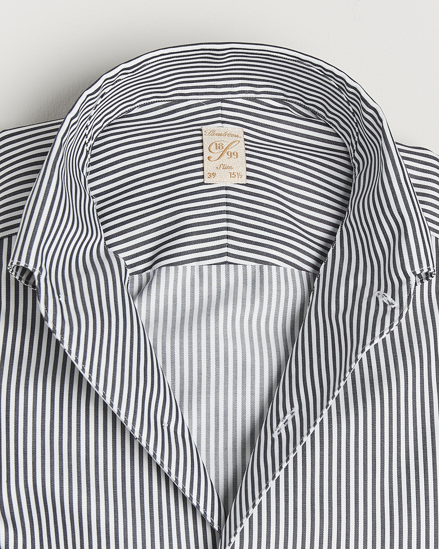 Mies | Kauluspaidat | Stenströms | 1899 Slimline Striped One Piece Button Down Collar Shirt Black